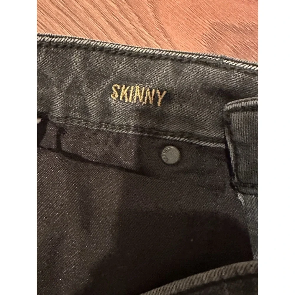 American‎ Eagle Jeans Mens 31x30* Black Skinny Ripped Low Rise Stretch Denim